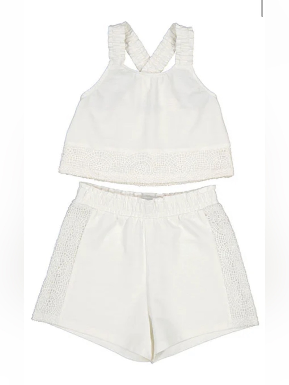 Mayoral White Knit Set with Crochet Trim